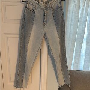 PacSun Two-Tone Straight Leg Jeans - Light and Dark Blue